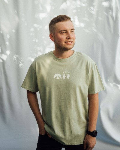 PRAWDZIWA RADOŚĆ zielony t-shirt  z nadrukiem