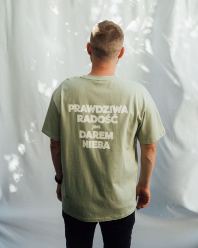 PRAWDZIWA RADOŚĆ zielony t-shirt  z nadrukiem